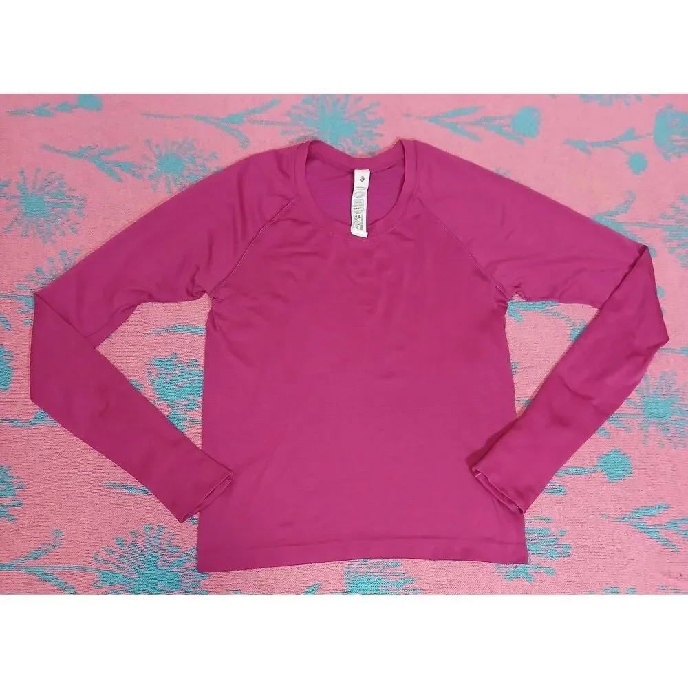 Lululemon women size 6 swiftly tech 2.0 pink shirt longsleeve running top